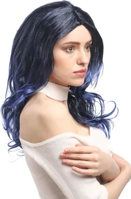 Produktbild von WIG ME UP Perücke Schwarz Blau Strähnen Wellig 91275-ZA103TZAU1