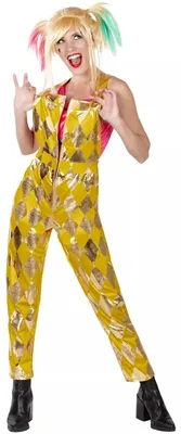 Image de Birds of Prey Harley Quinn salopette dorée Taille : L