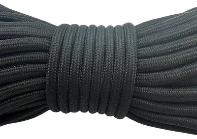Zdjęcie produktu dla Paracord, wytrzymały poliester, lina spadochronowa do wspinaczki i biwakowania, 5 mm, czarna, 5 metrów