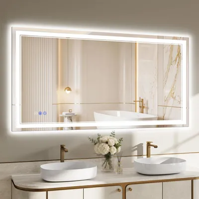 LED-Badspiegel 127×76 cm, 3 Farben, dimmbar, Anti-Beschlag, IP65