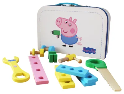 Zdjęcie produktu dla Zestaw drewnianych narzędzi w walizce Świnka Peppa