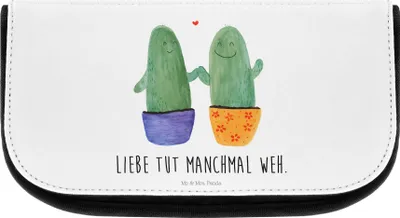 Produktbild von Mr. & Mrs. Panda Kulturbeutel Kaktus Liebe - Weiß - Geschenk, Kosmetiktasche, Kakteen, Trennung, kosmetiktäschchen, Waschtasche, Streit, Necessaire, Hochzeit, Paar