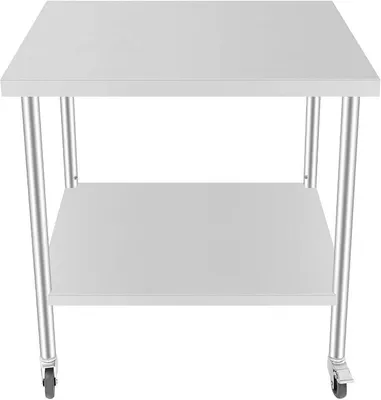 Produktbild von Edelstahl-Arbeitstisch mit Rollen, Küchentisch bis zu 300 kg, gewerbliche Catering Arbeitsplatte für die Lebensmittelzubereitung, Restaurant