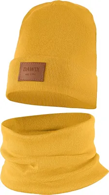 Detské Čiapky Chlapčenské Prechodné Súprava + Šál  52/54 Horčica - Čiapka Jar / Jeseň / Podzim / Zima Dawix