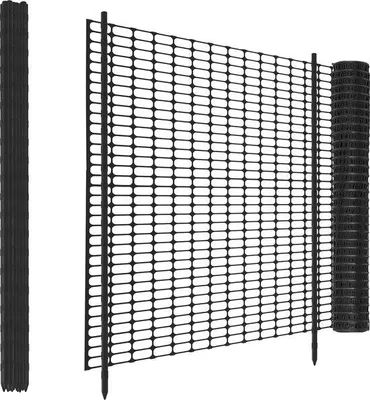 Productafbeelding van Mobiele Omheining 30 m x 100 cm - Kunststof Kippenhek, Hondenhek, Gevogeltehek, Vijverhek, Konijnenhek - Zwart met Palen 30 x 115 cm