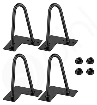 Haarnadelbeine, 4er-Set, Stahl, schwarz, 10 cm, mit Bodenschonern