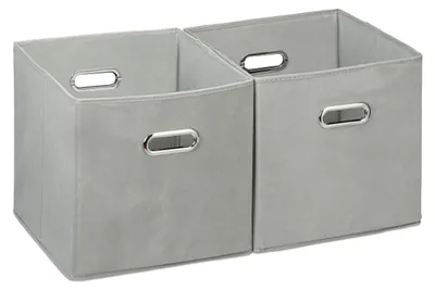 Obrázek produktu pro Relaxdays – sada 2 úložných boxů, regálový koš bez víka, s úchytem, skládací, látkový box čtvercový, 30 cm, šedý