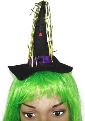Produktbild von Hexen Mini-Hut als Haarreif mit Lametta in Gold (Halloween Party Accessoires)