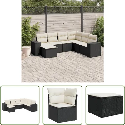 Produktbild von The Living Store 7-tlg. Garten-Sofagarnitur mit Kissen Schwarz Poly Rattan