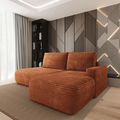 Produktbild von Masseno Ecksofa AVINI T R-S mit Schlaffunktion L-Form, Sofa mit Bettkasten, Wohnzimmersofa, Couch, Soffa, Bettsofa, Couchgarnitur- Braun, TILIA 52