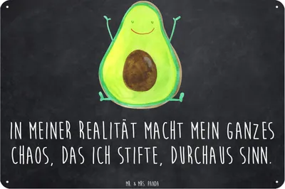 Produktbild von Mr. & Mrs. Panda tafel Avocado Glücklich DIN A3 - Kreidetafel - Geschenk, Chaotisch, Schild, Frucht, Chaos, Wandbild, Türschild, wandtafel, Blechschild