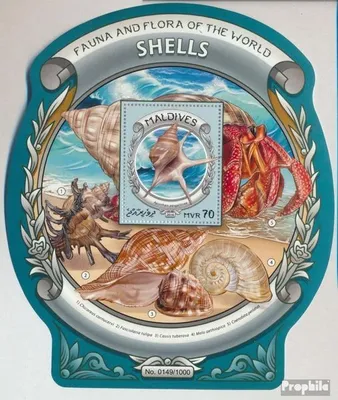 Produktbild von Briefmarken Malediven 2016 Mi Block 940 (kompl. Ausg.) postfrisch Muscheln