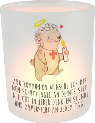 Produktbild von Mr. & Mrs. Panda Kerze Bär Kommunion Mädchen - Transparent - Geschenk, Liebe, Windlicht Deko, Windlicht Zur Hochzeit, Jugendweihe, Windlicht Kerze, Konfirmation Geschenk
