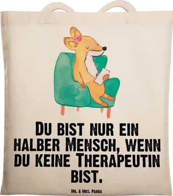 Produktbild von Mr. & Mrs. Panda Uni Tasche Therapeutin Herz - Transparent - Geschenk, Jutebeutel, Tote Bag, Stoffbeutel, Einkaufstasche, Laptoptasche