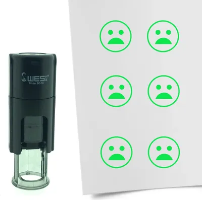 Produktbild von CombiCraft Selbstfärbender Stempel 'Schockierter Smiley' in der Farbe Grün, Ø10mm