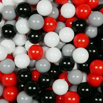 Produktbild von Bälle für Bällebad 7cm 500 Stück – weiß, rot, schwarz, grau