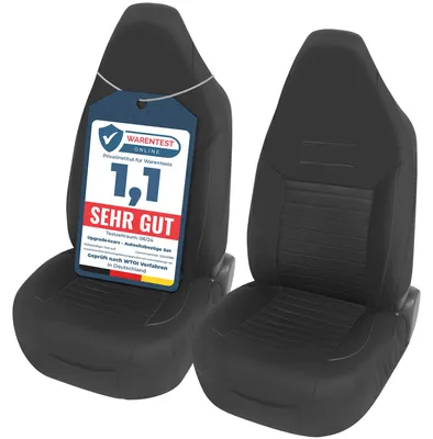Productafbeelding van Upgrade4cars Autostoelhoezen set voor pilotenstoelen | Autostoelhoezen voor de voorstoelen in zwart | Universele autostoelbeschermers met geïntegreerde hoofdsteun | Auto-accessoires, interieurdecoratie