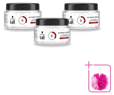 Productafbeelding van 3 x Taft Extreme Freezing Styling Gel - IJskoude fixatie - 200 ml - Voordelige verpakking - 3 stuks