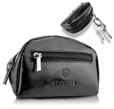 Zdjęcie produktu dla Stevens etui na klucze uni  skóra naturalna czarne 11,5x7x3,5 cm