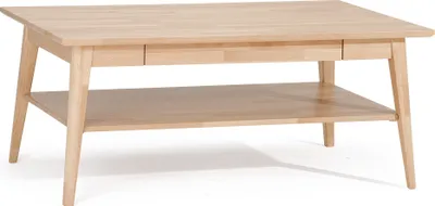Produktbild von Couchtisch Tisch mit Schublade RENATO Eiche Massivholz 130x80 cm