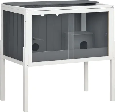 Produktbild von PawHut Hamsterkäfig aus Holz für Zwerghamster Nagerkäfig mit Hütten und Zubehör