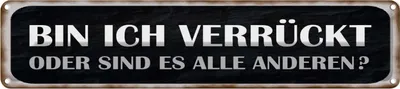 Produktbild von vianmo Blechschild 10x46 cm bin ich verrückt oder andere Spruch Zitat