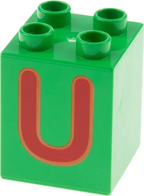 Produktbild von 1x Lego Duplo Motiv Bau Stein 2x2x2 hell grün Buchstabe U 6051 31110pb063