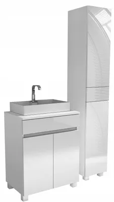 Zdjęcie produktu dla komoda pod umywalkę 60cm + słupek łazienkowy 30+s / 90cm biały połysk