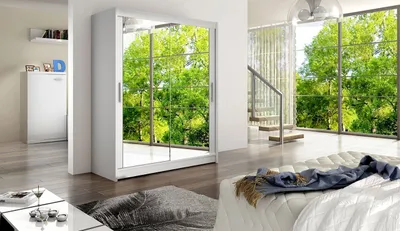 Obrázek produktu pro Šatní skříň se zrcadlem 150 cm ELADIO 11 - bílá