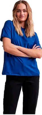 Produktbild von Pieces Ria Fold Up Solid Kurzarm-t-shirt Blau XL Frau Blau XL