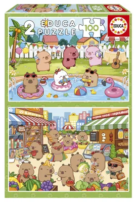 Image de Educa Capybaras Capyfun Puzzle 2 x 100 pièces Multicolore Enfants Multicolore Taille unique