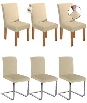 Produktbild von Elastische Stuhlhussen für Freischwingerstühle, abnehmbare und waschbare Stuhlhussen für Esszimmer, Hotels, Bankette, Partys, Dekoration und Hochzeiten (6 Stück, beige)