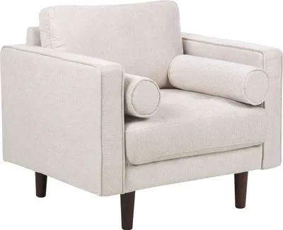 Zdjęcie produktu dla BELIANI Fotel beżowy tapicerowany z poduszkami oparciowymi klasyczny retro styl design krzesło do salonu