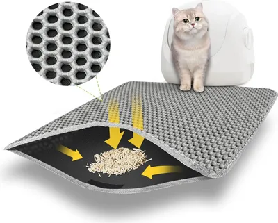 Productafbeelding van Kattenbakmat - 60 x 45 cm - Grote Gaten - Waterdicht - Niet - Giftig - Grijs