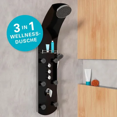 Produktbild von Dusche-Panel mit Thermostat-Kran - Dusche-Panel schwarz - Dusche-Panel - Dusche-Paneln aus Kunststoff