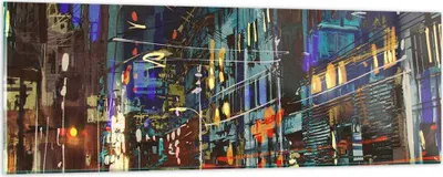 Produktbild von Bilder auf glas - Stadt Nacht Straße - 90x30cm - Glasbilder - Wandbilder - Kunstdruck - zum Aufhängen bereit - Wanddekoration aus Glas - Glas Bilder - Wandbild auf Glas - Einteilig - GAB90x30-3787