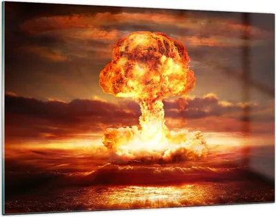 Produktbild von Bilder auf glas - Krieg Atombombe Pilz Apokalypse - 120x80cm - Glasbilder - Wandbilder - Kunstdruck - zum Aufhängen bereit - Wanddekoration aus Glas - Glas Bilder - Wandbild auf Glas - GAA120x80-2834