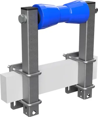 Image de Rouleau de quille en polyuréthane avec supports aide à la mise à l'eau des remorques de bateaux galvanisé SUPROD, B=200, L=350 mm, bleu