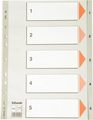 Produktbild von Register 1-5 A4 PP grau