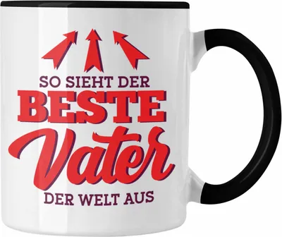 Produktbild von Trendation -Lustige Papa Tasse - "So sieht der beste Vater der Welt aus" Geschenk zum Vatertag (Schwarz)