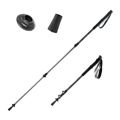 Obrázok produktu pre Qunature turistické palice 1 kus, nastaviteľné teleskopické hliníkové palice 62-135 cm 2 nástavce - čierne
