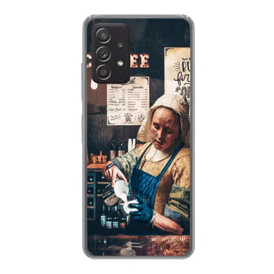 Produktbild von MuchoWow® Handyhülle Schutzhülle Hülle für Samsung Galaxy A33 5G Milchmädchen - Barista - Kaffee - Cappuccino Silikon Softcase Handy Hülle - Kartenhalter