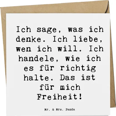 Produktbild von Mr. & Mrs. Panda Grußkarte Spruch Freiheit Leben - Weiß - Geschenk, anlasskarte, Motivation, handgefertigt, verschenken, Klappkarte, Zitat, Gefühl, Liebe, genießen