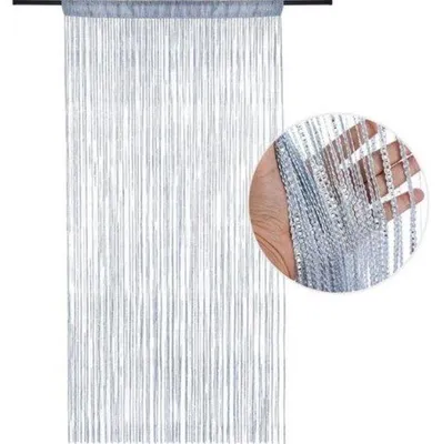 Productafbeelding van Unyqoos® Vliegenhor gordijn voor deuren – Insectenbescherming, 100 x 200 cm, polyester met zilveren draden, zilverwit, decoratief gordijn