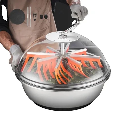 Produktbild von VEVOR Handbetriebene Bud-Blatt-Schneider, 300mm Ernte-Schüssel Bud-Schneider mit Edelstahlklingen, visuelles Schneiden, nasse & trockene hydroponische Schneidemaschine mit Tablett, gedrehter Spin-Schnitt für Pflanzenknospen und Blumen, Schalenform, 24 Zoll