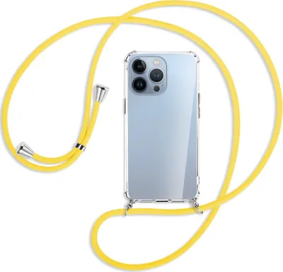 Produktbild von Handykette Backcover-Schutzhülle mit Band (Metall silberfarben) für Apple iPhone 13 Pro Max - gelb