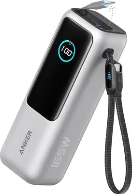 Immagine prodotto di Powerbank Anker da 25000 mAh, 165 W con cavo USB-C, color argento