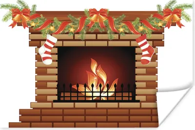 Produktbild von MuchoWow® Poster Eine Illustration eines Kamins mit Weihnachtsschmuck 120x90 cm - Wandbild