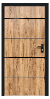 Produktbild von Eingangstür aus Stahl, massiv und Edelstahl, H208,5 x B105 cm in Eichenoptik - Stärke 90 mm - Türanschlag links NAXARA