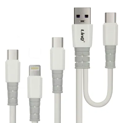 Immagine prodotto di Cavo da USB-A / USB-C a USB-C, Lightning e Micro-USB lungo 1,2 m LinQ Black